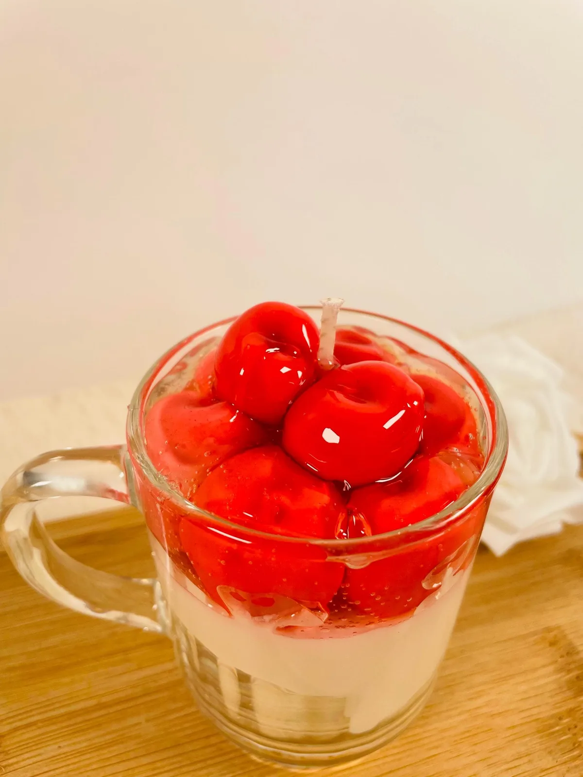 Bougie tasse dessert Cerise